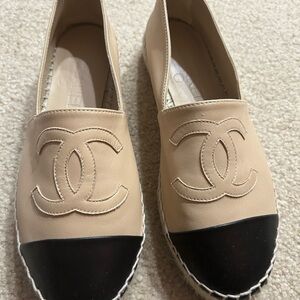 CHANEL Beige and Black Espadrilles